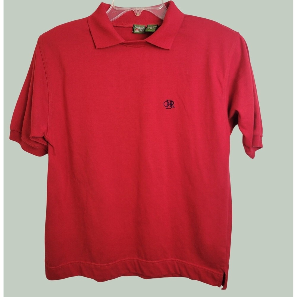 Outback Red Polo Shirt Vintage 90s Preppy Minimalist Short Sleeve Cotton Red M